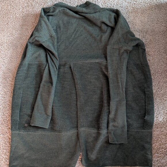 Lululemon Sit In Lotus Sweater Wrap 6 Heathered Dark Olive - Picture 7 of 8